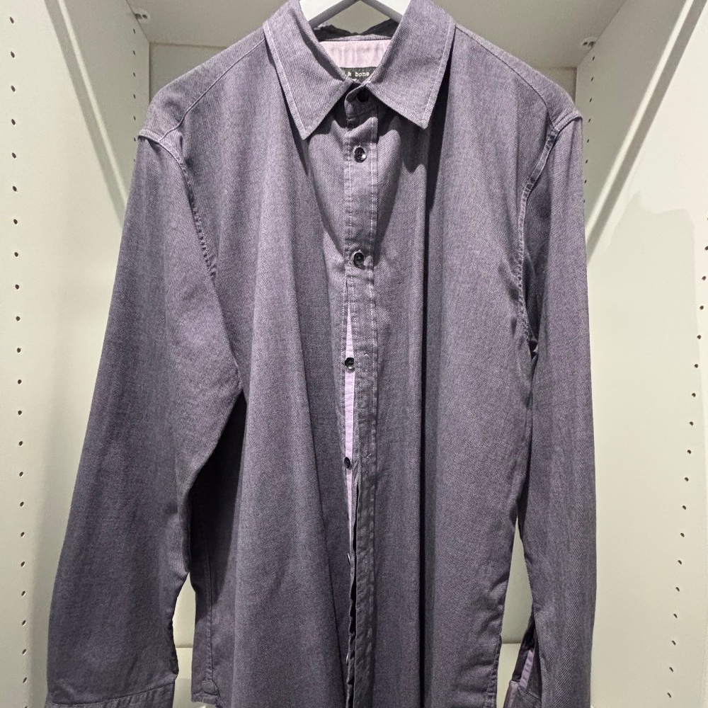 Rag And Bone, Purple Button Down, Xl - image 1